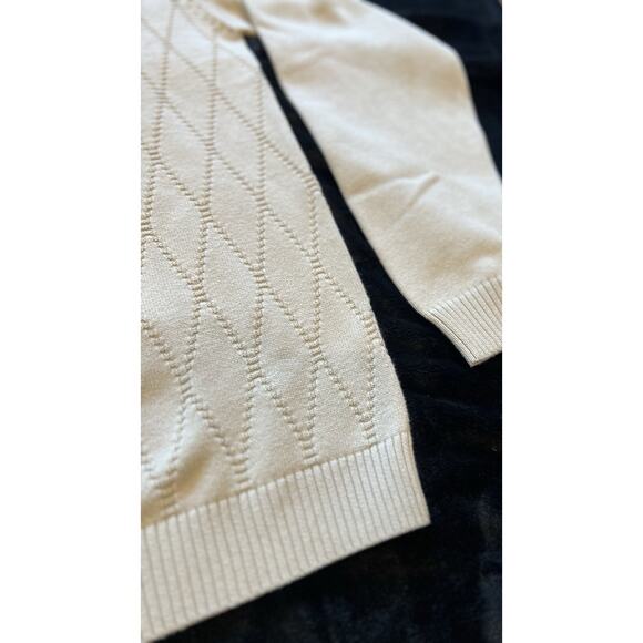 Claiborne Mens Fisherman Diamond Knit Cardigan Sweater Size L Preppy Coastal - Picture 6 of 16